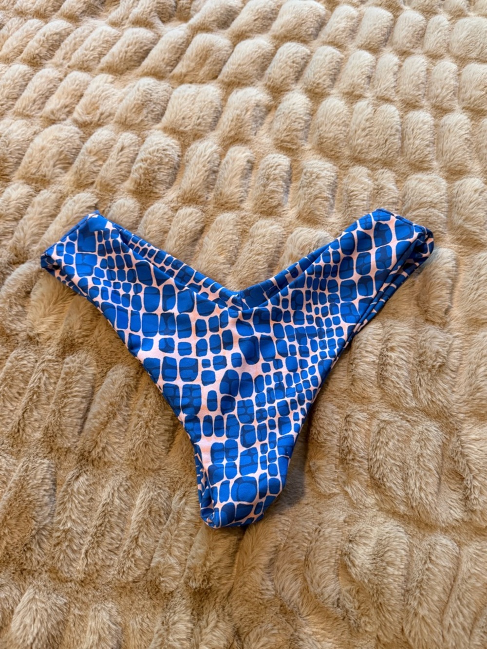 Skatie Blue and Pink Croc-Print Bikini Bottom